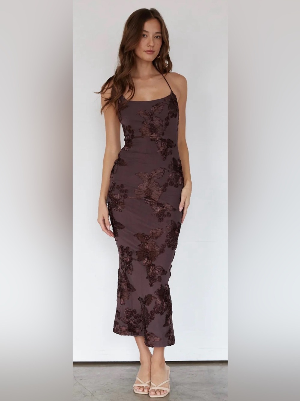 American Threads Brown Floral Maxi NWOT